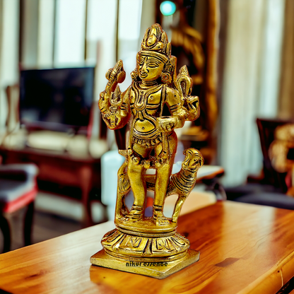 Lord Bhairava Baba Solid Brass idol - 5.8 inches Nikuressence