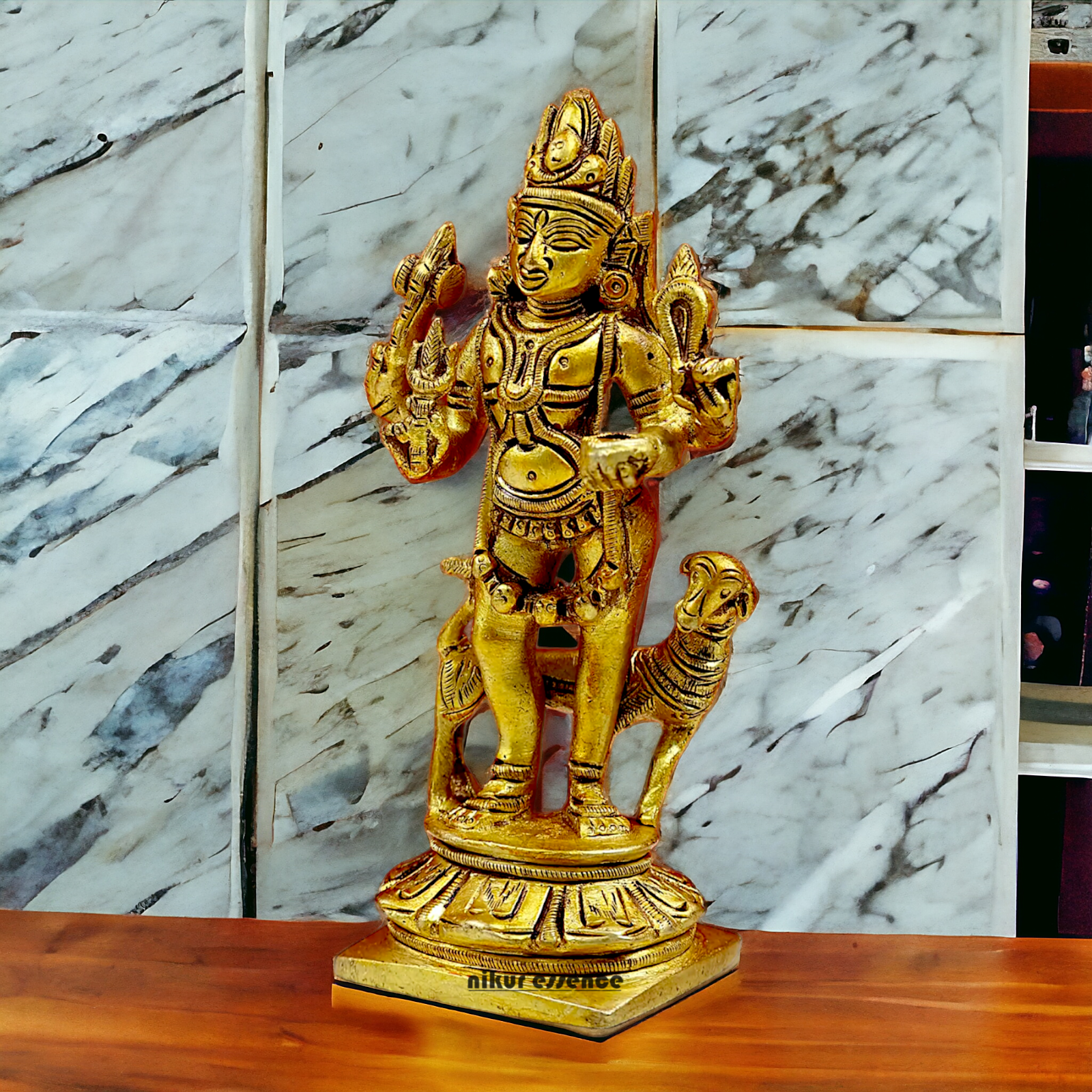Lord Bhairava Baba Solid Brass idol - 5.8 inches Nikuressence