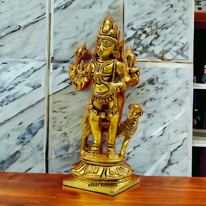 Lord Bhairava Baba Solid Brass idol - 5.8 inches Nikuressence