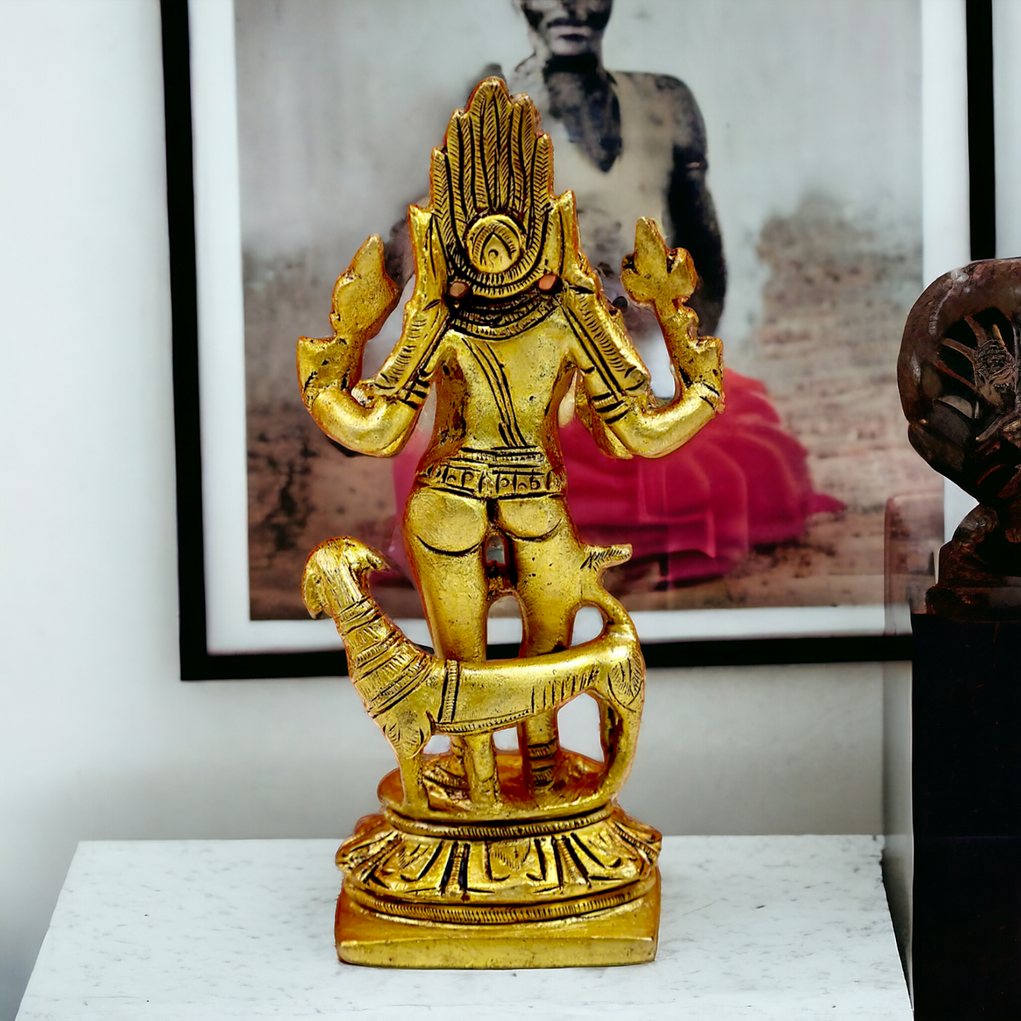 Lord Bhairava Baba Solid Brass idol - 5.8 inches Nikuressence