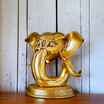 Shop Ganesha head Face Solid Brass idol - 9 inches Nikuressence
