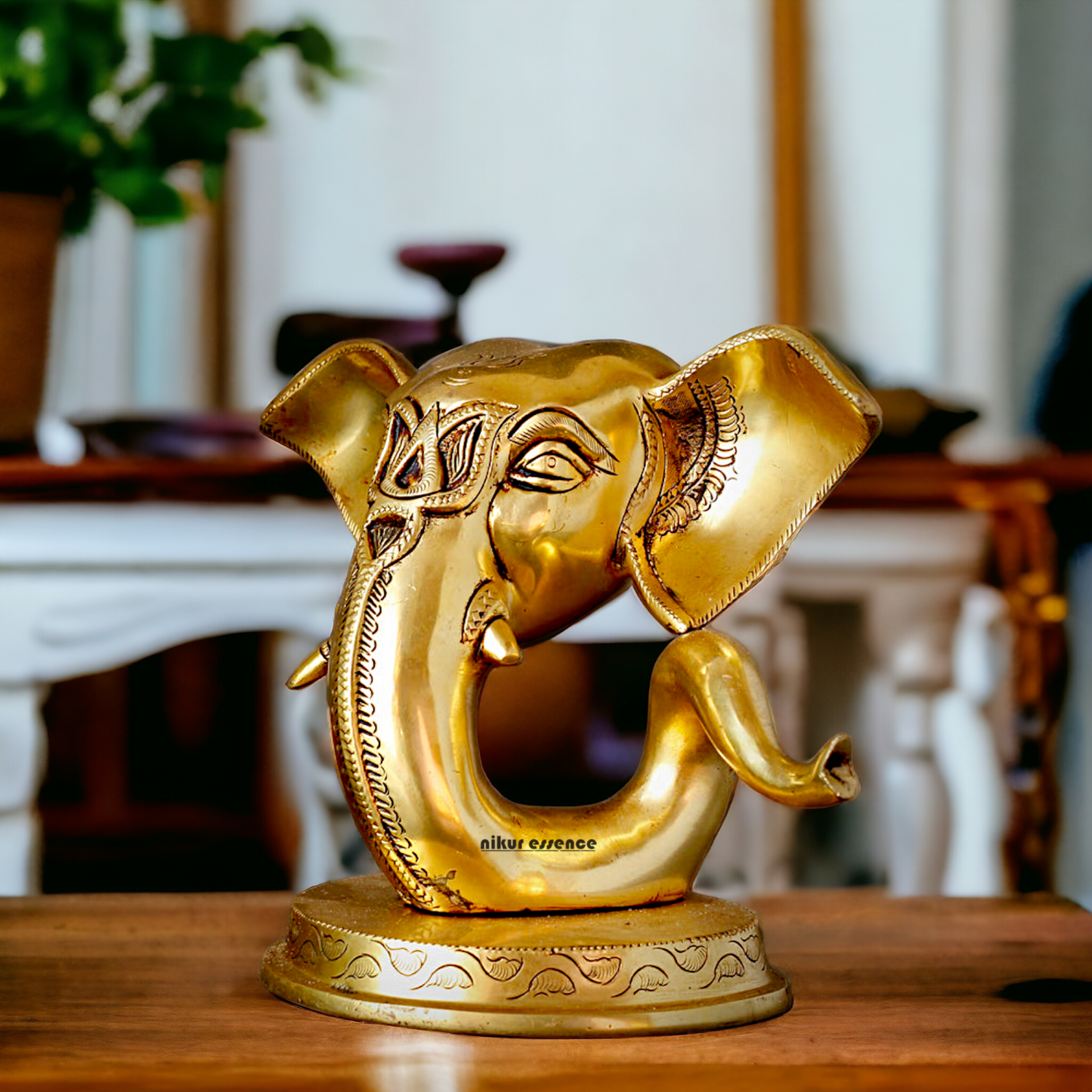 Shop Ganesha head Face Solid Brass idol - 9 inches Nikuressence