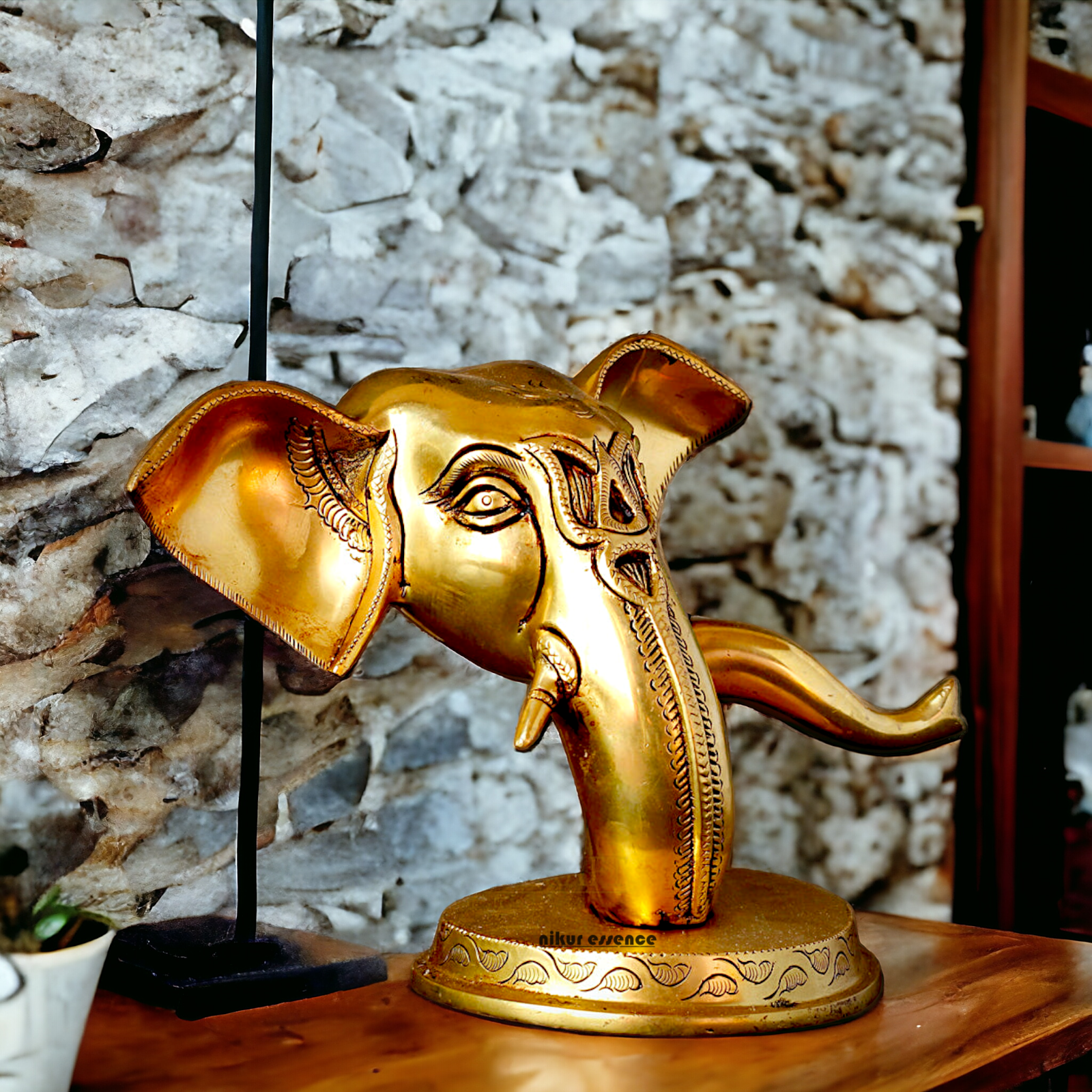 Shop Ganesha head Face Solid Brass idol - 9 inches Nikuressence