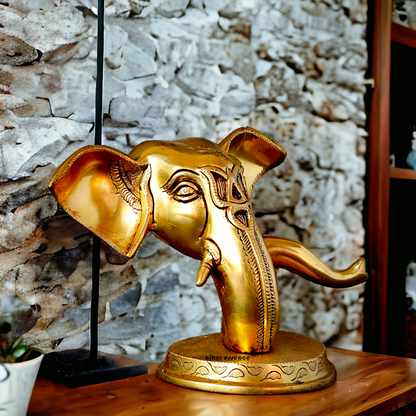 Shop Ganesha head Face Solid Brass idol - 9 inches Nikuressence
