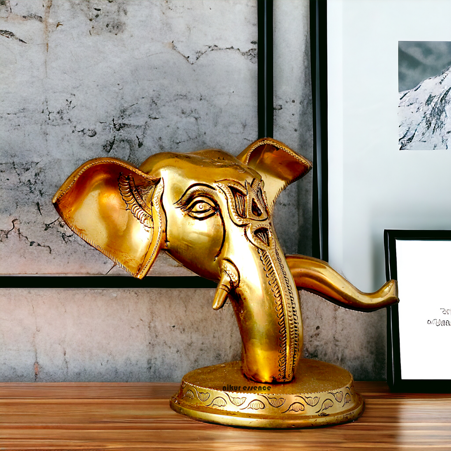 Shop Ganesha head Face Solid Brass idol - 9 inches Nikuressence