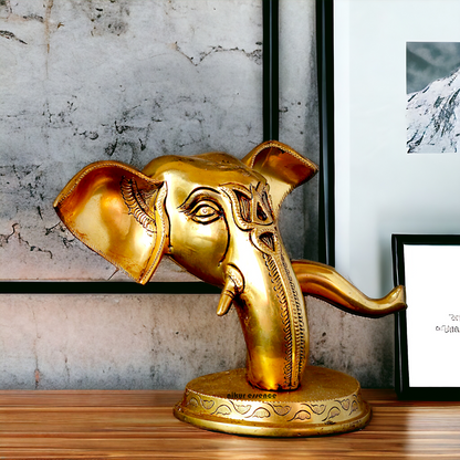 Shop Ganesha head Face Solid Brass idol - 9 inches Nikuressence