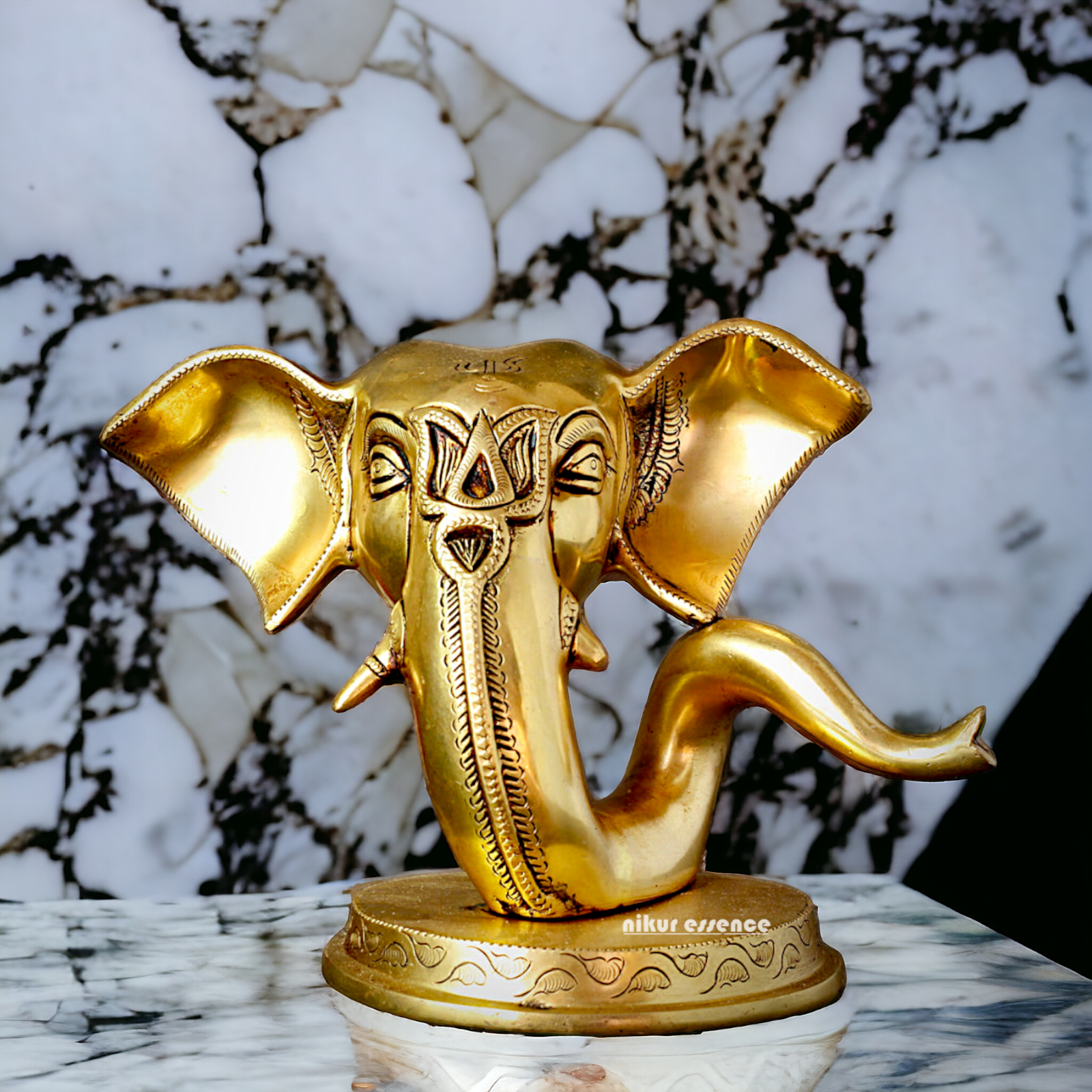 Shop Ganesha head Face Solid Brass idol - 9 inches Nikuressence