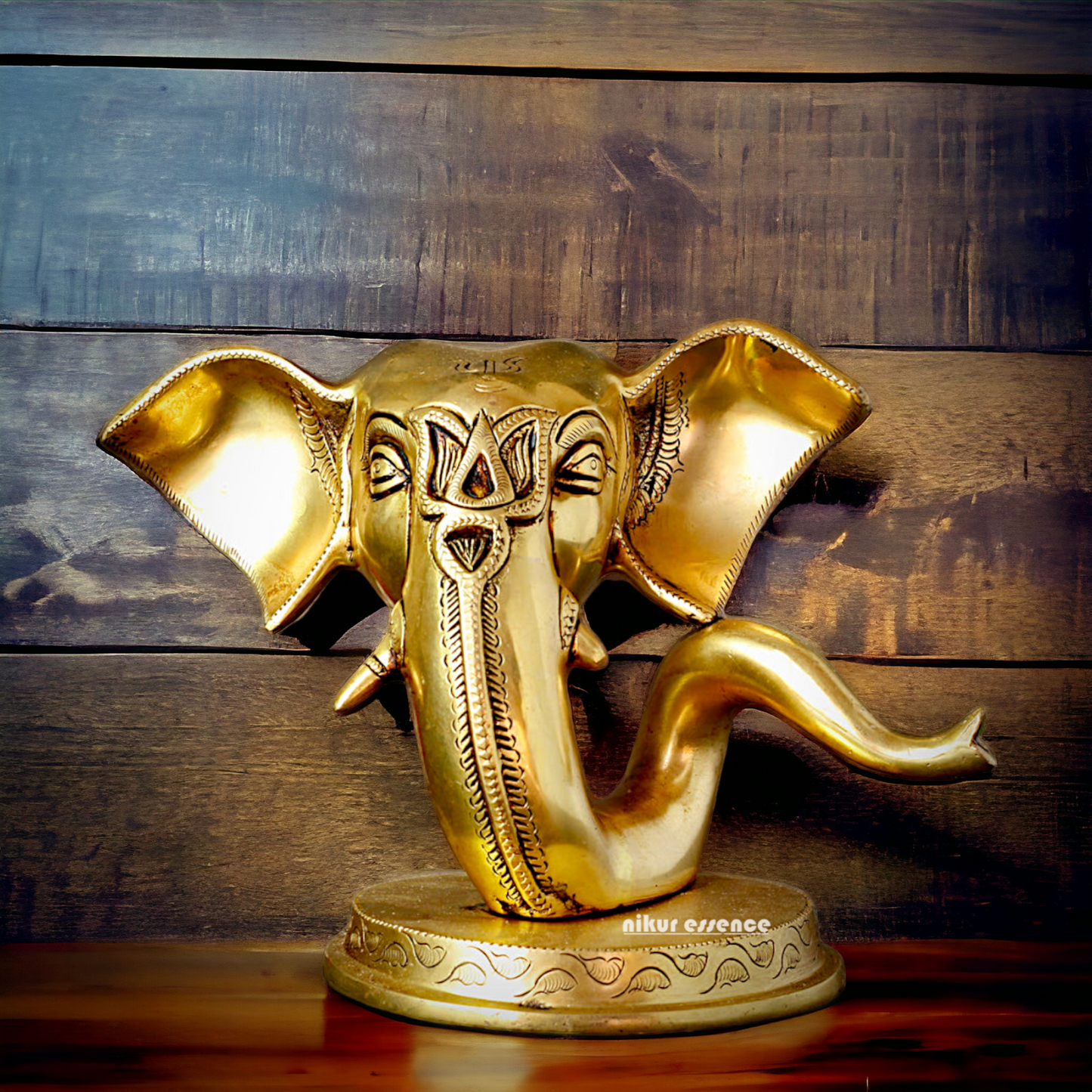 Shop Ganesha head Face Solid Brass idol - 9 inches Nikuressence