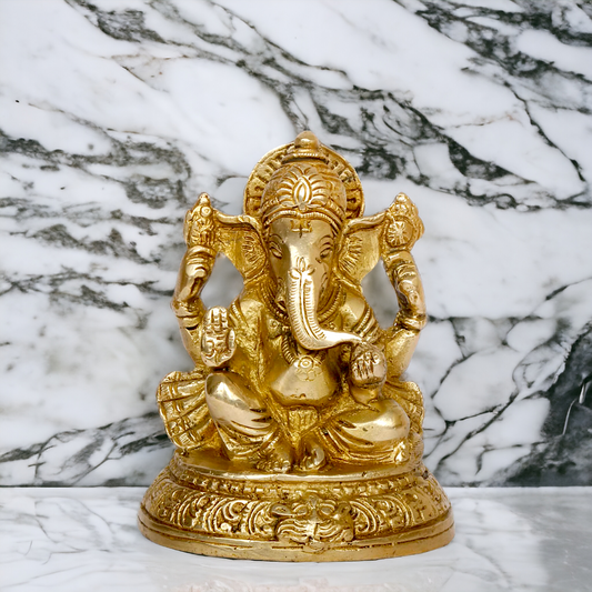Shop Ganpati Ganesha Sitting solid brass statue - 5 inches Nikuressence