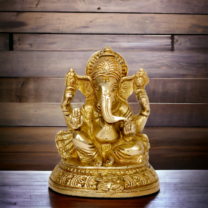 Shop Ganpati Ganesha Sitting solid brass statue - 5 inches Nikuressence