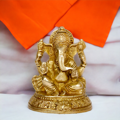 Shop Ganpati Ganesha Sitting solid brass statue - 5 inches Nikuressence