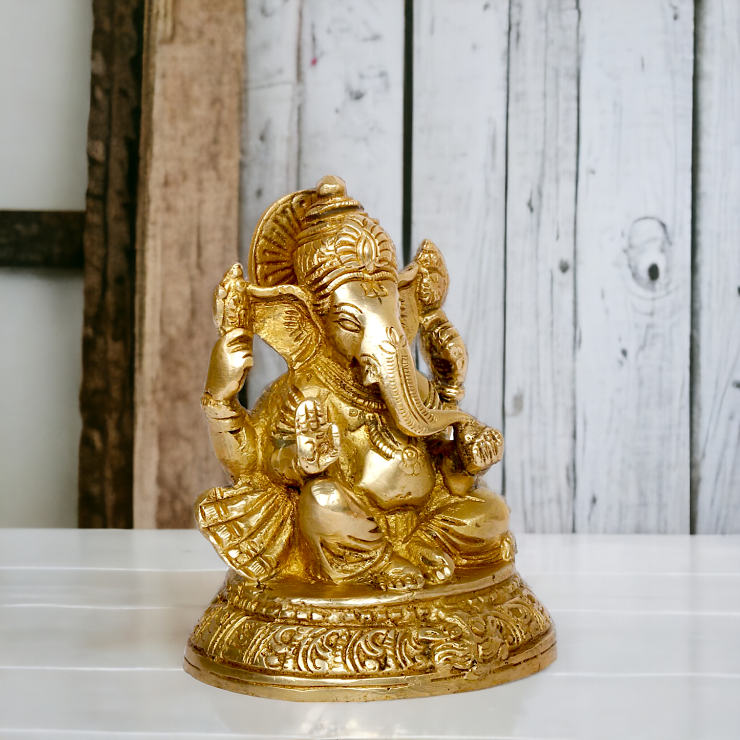 Shop Ganpati Ganesha Sitting solid brass statue - 5 inches Nikuressence