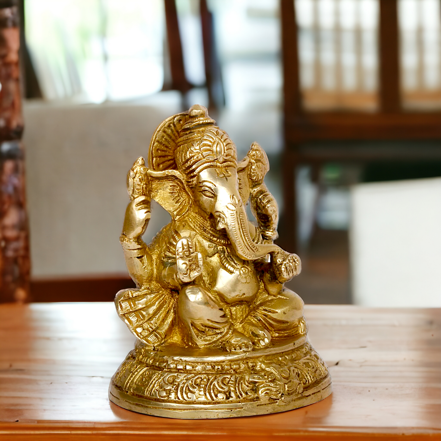 Shop Ganpati Ganesha Sitting solid brass statue - 5 inches Nikuressence