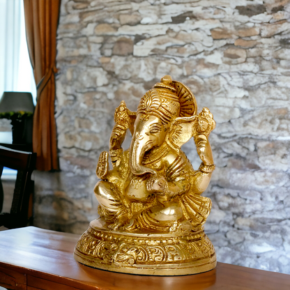 Shop Ganpati Ganesha Sitting solid brass statue - 5 inches Nikuressence