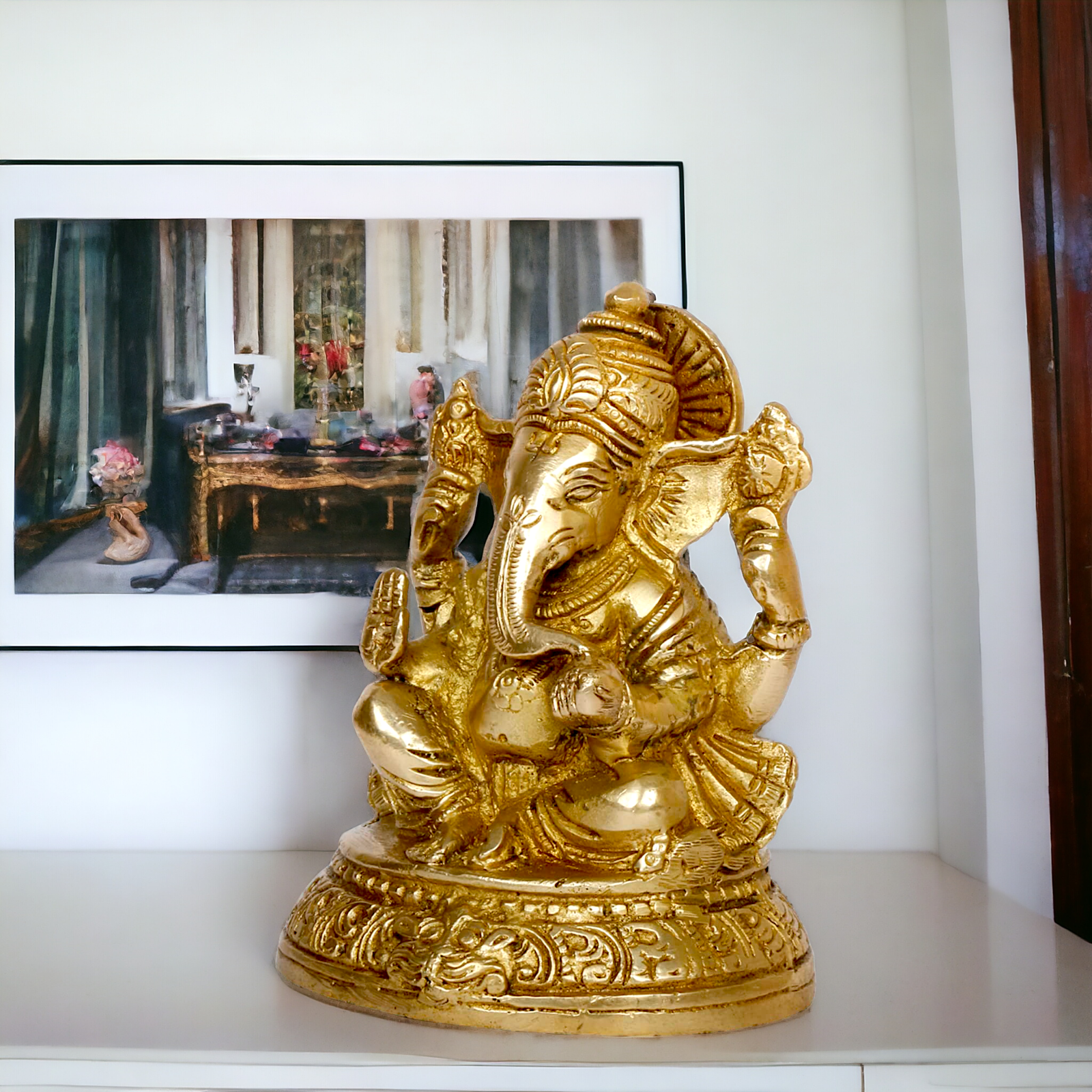 Shop Ganpati Ganesha Sitting solid brass statue - 5 inches Nikuressence
