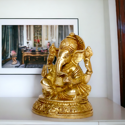 Shop Ganpati Ganesha Sitting solid brass statue - 5 inches Nikuressence