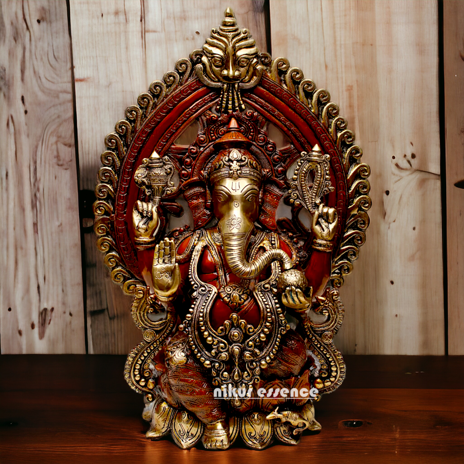 Large Ganesha Ganpati Sitting on Lotus brass idol- 25 inches Nikuressence