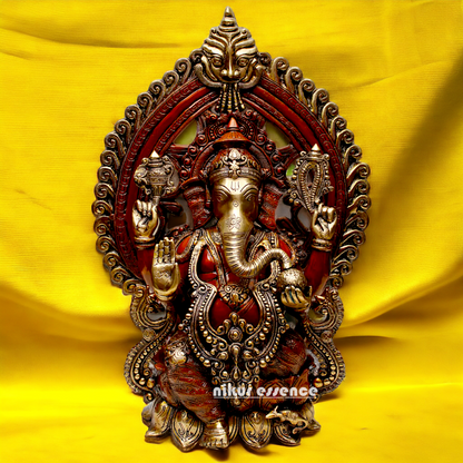 Large Ganesha Ganpati Sitting on Lotus brass idol- 25 inches Nikuressence