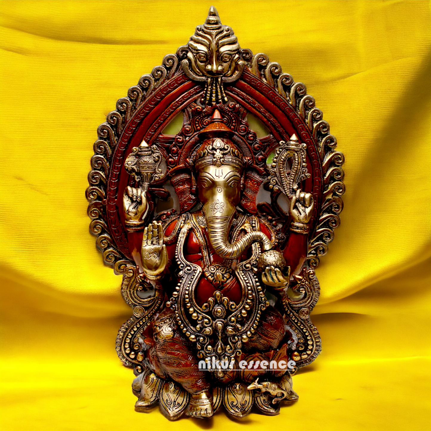 Buy Ganesha Vinayaka Seated on Lotus Brass statue - 25 inches Nikuressence