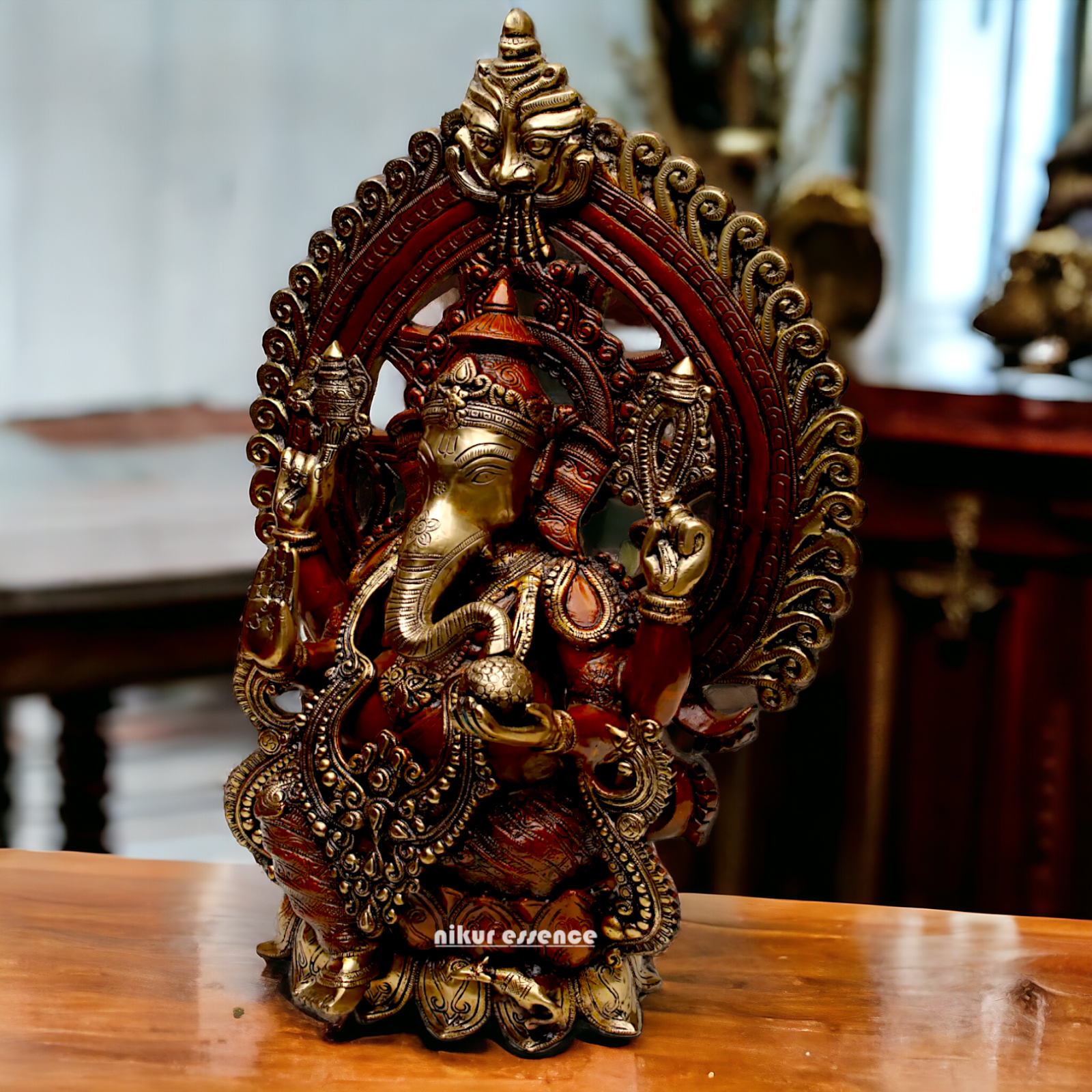 Large Ganesha Ganpati Sitting on Lotus brass idol- 25 inches Nikuressence
