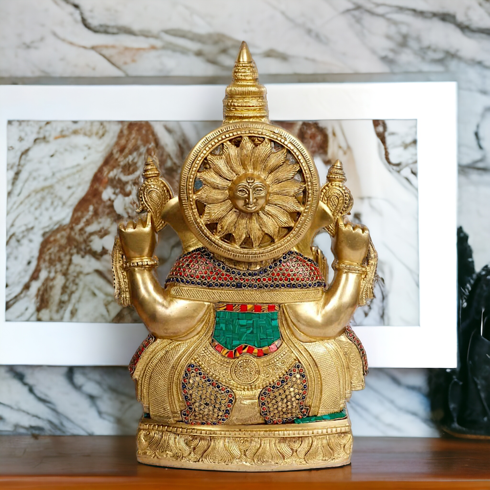 Big Ganesha brass with Stone Work idol - 20 inches Nikuressence