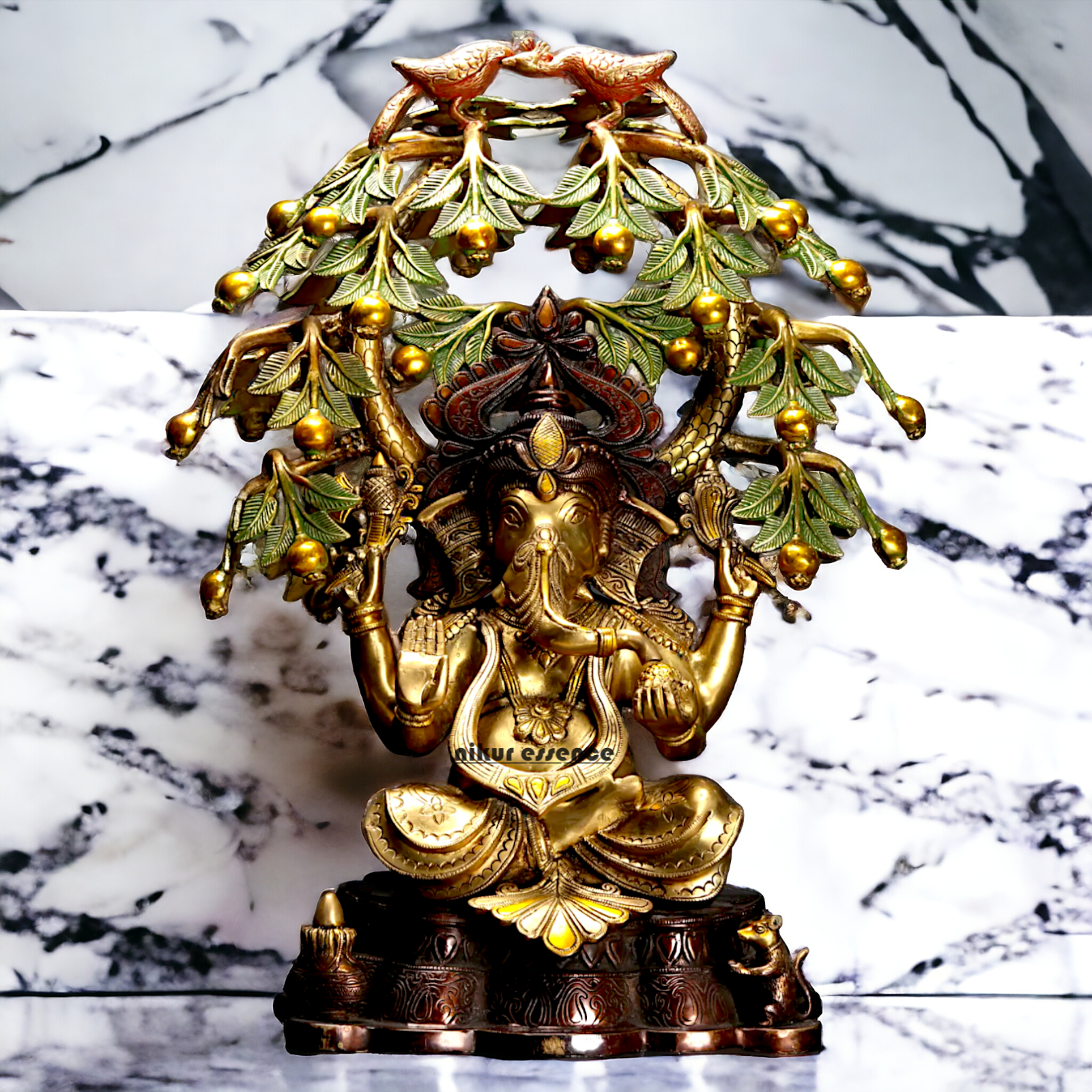 Lord Ganesha Ganpati with Tree brass idol - 24 inches Nikuressence