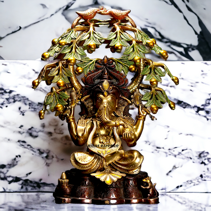 Lord Ganesha Ganpati with Tree brass idol - 24 inches Nikuressence