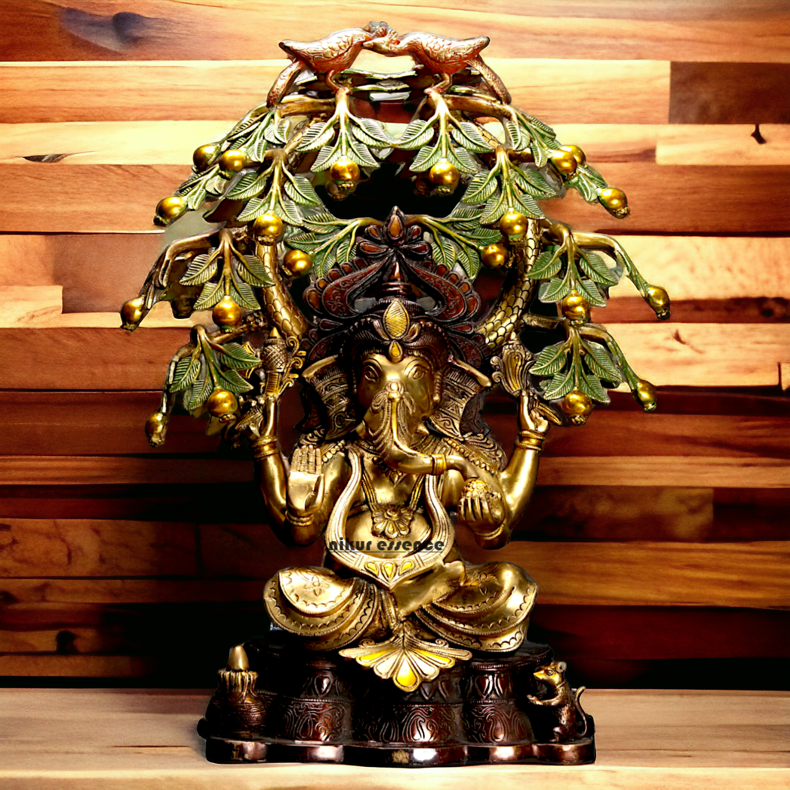 Lord Ganesha Ganpati with Tree brass idol - 24 inches Nikuressence