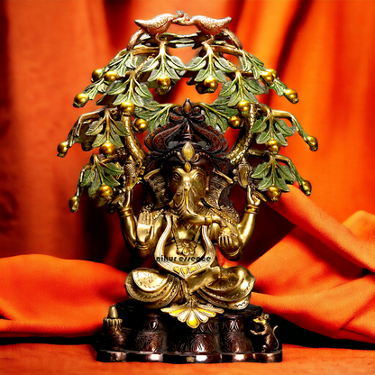 Lord Ganesha Ganpati with Tree brass idol - 24 inches Nikuressence