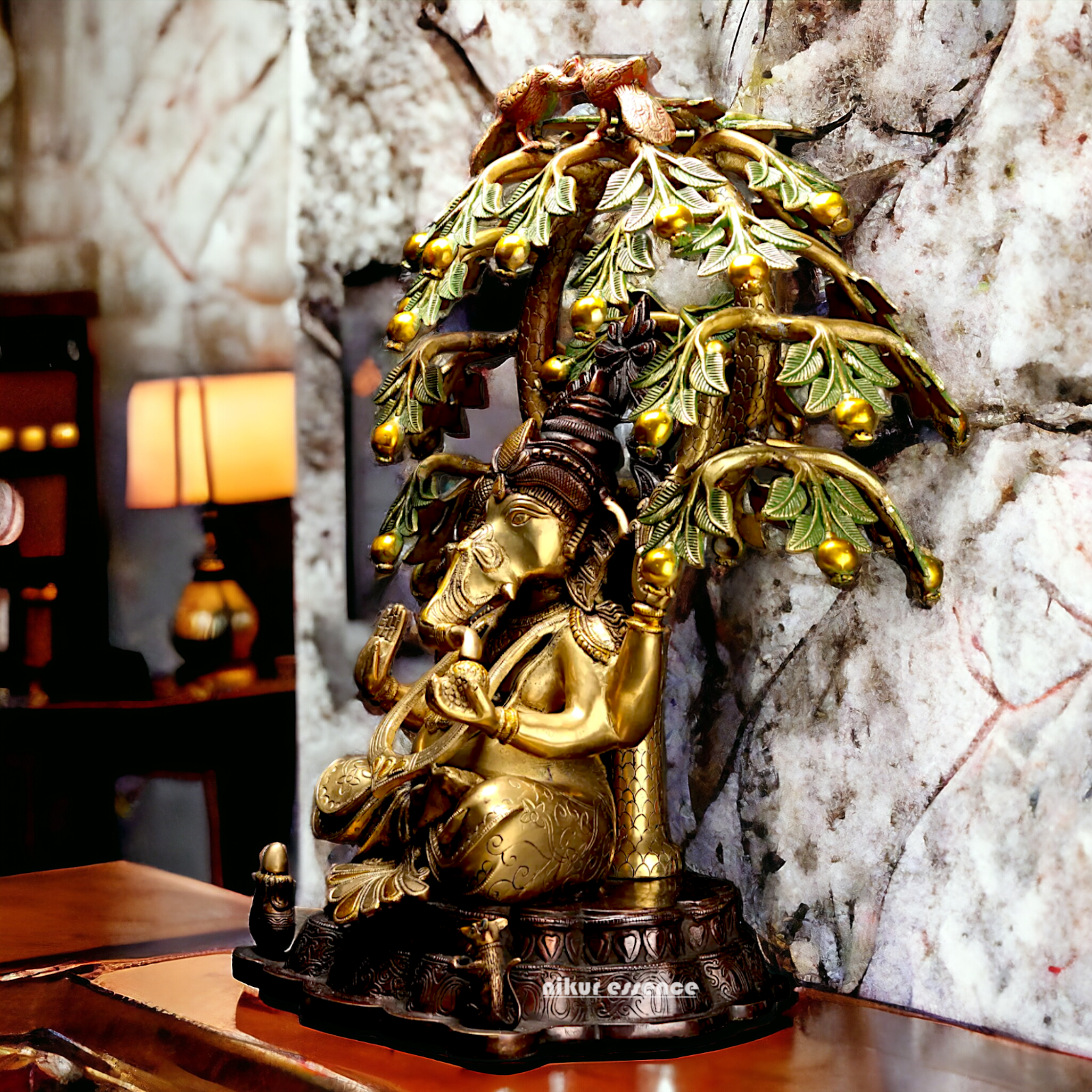 Lord Ganesha Ganpati with Tree brass idol - 24 inches Nikuressence