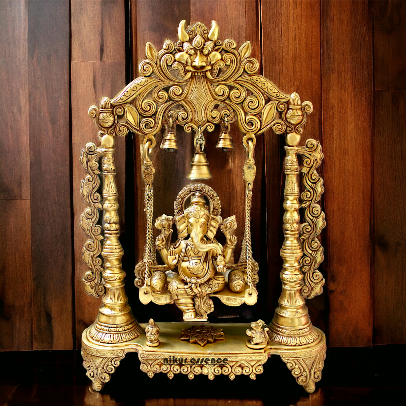 Lord Ganesha Vinayaka Swinging Jhula Solid Brass Statue - 26 inches Nikuressence