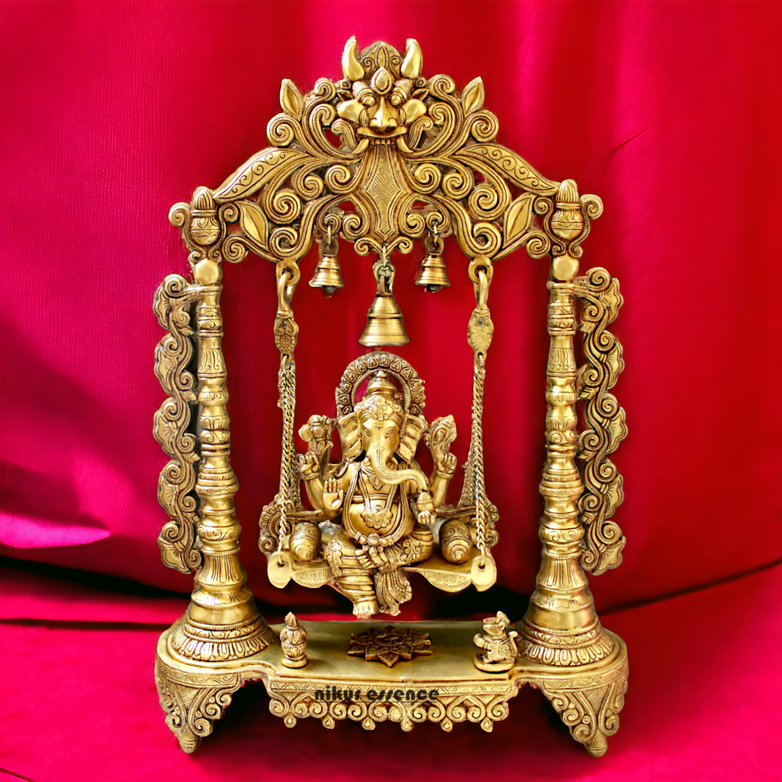 Lord Ganesha Vinayaka Swinging Jhula Solid Brass Statue - 26 inches Nikuressence