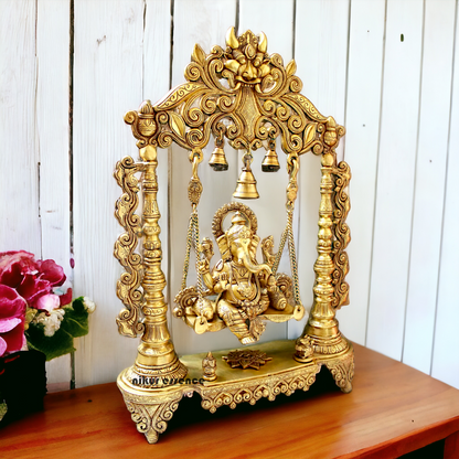 Lord Ganesha Vinayaka Swinging Jhula Solid Brass Statue - 26 inches Nikuressence