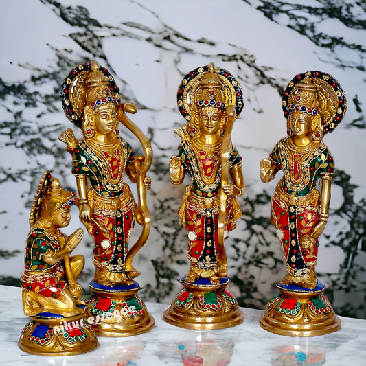 Shop Ram Darbar Parivar Brass with Stone Work idol - 12.5 inch Nikuressence