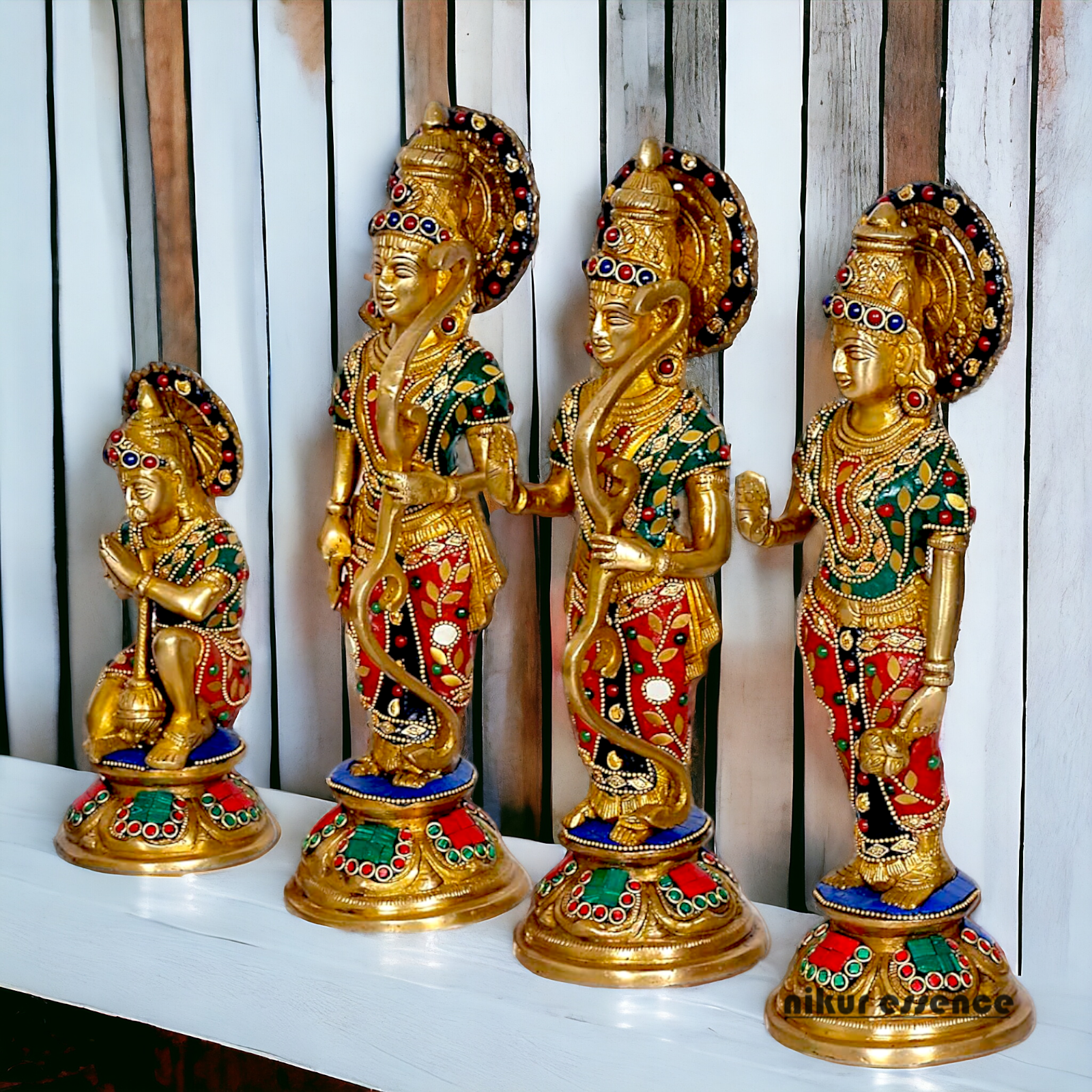 Shop Ram Darbar Parivar Brass with Stone Work idol - 12.5 inch Nikuressence