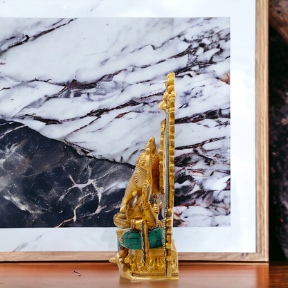Buy Ganesha Sitting Brass with Stone Work statue - 9 nches Nikuressence