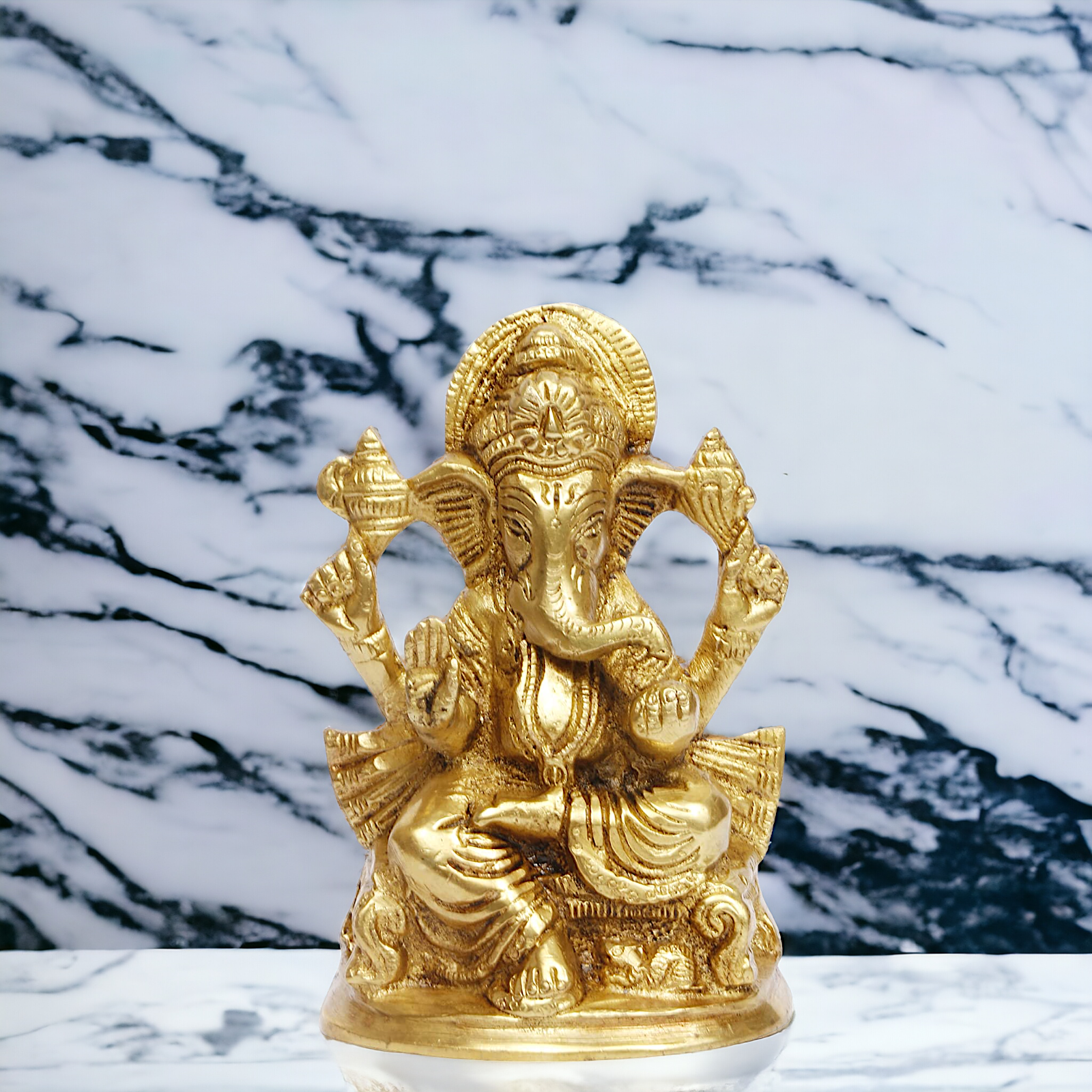 Solid Brass Ganesh Ganpati God statue - 5 Inch Nikuressence