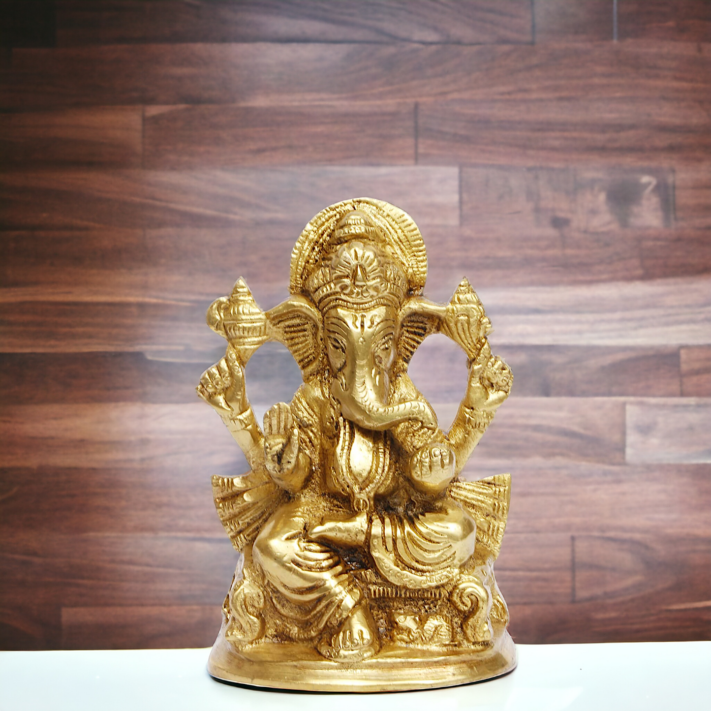 Solid Brass Ganesh Ganpati God statue - 5 Inch Nikuressence