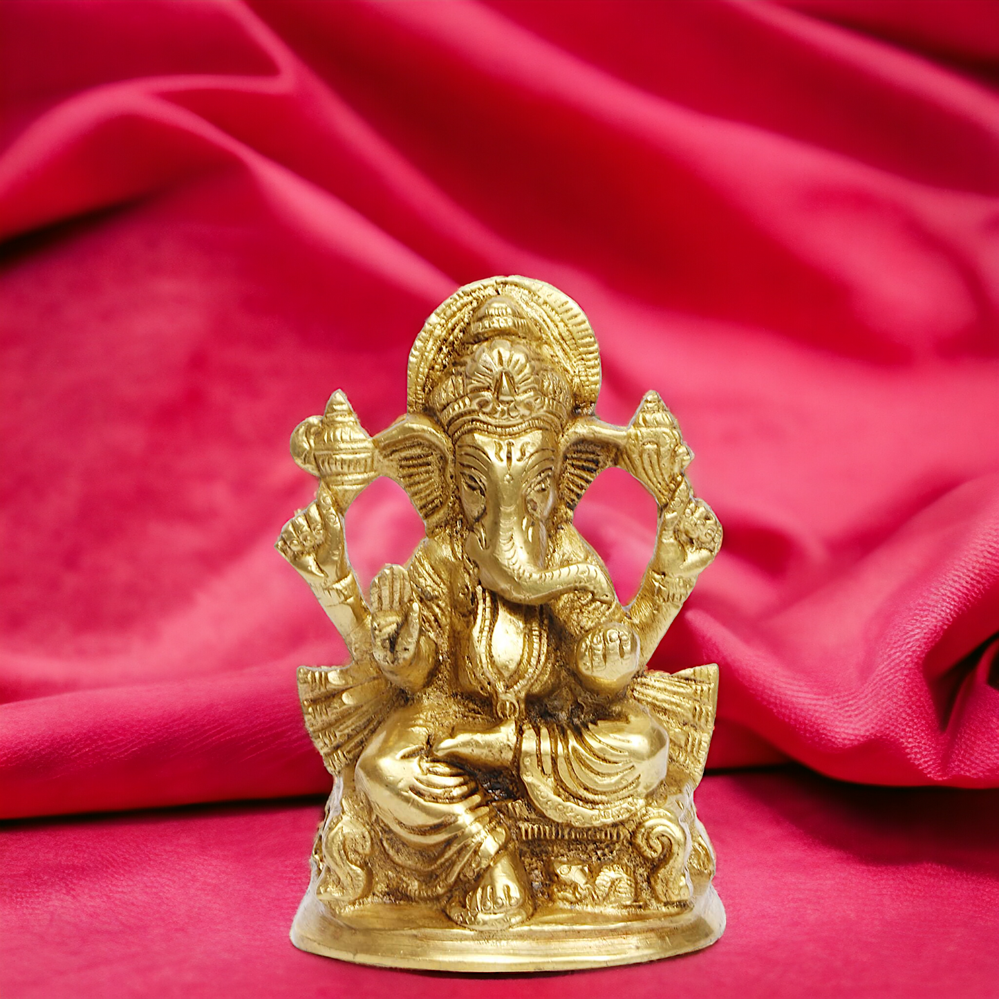 Solid Brass Ganesh Ganpati God statue - 5 Inch Nikuressence