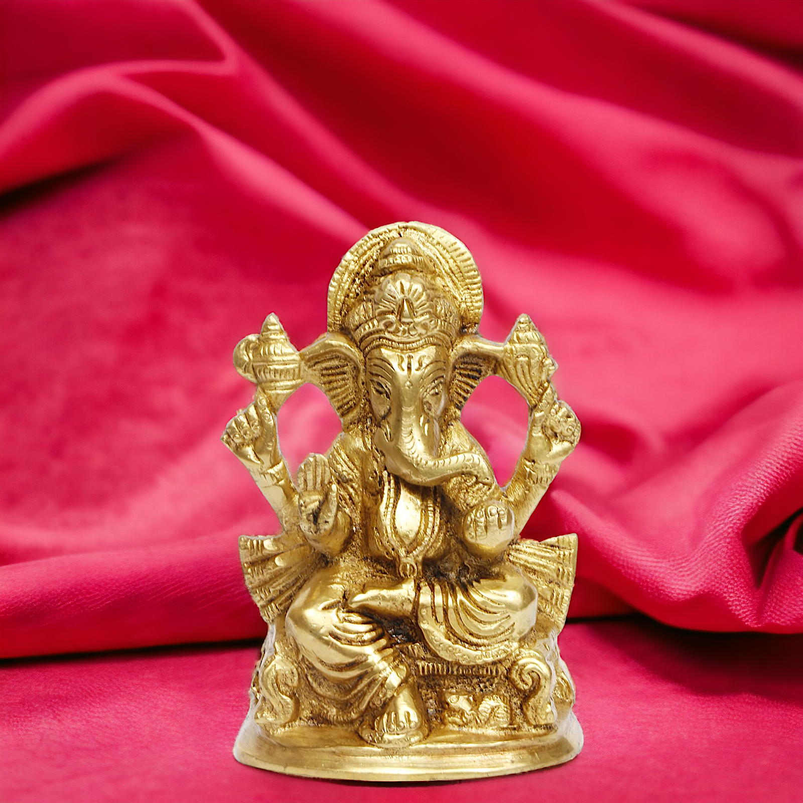 Solid Brass Ganesh Ganpati God statue - 5 Inch Nikuressence