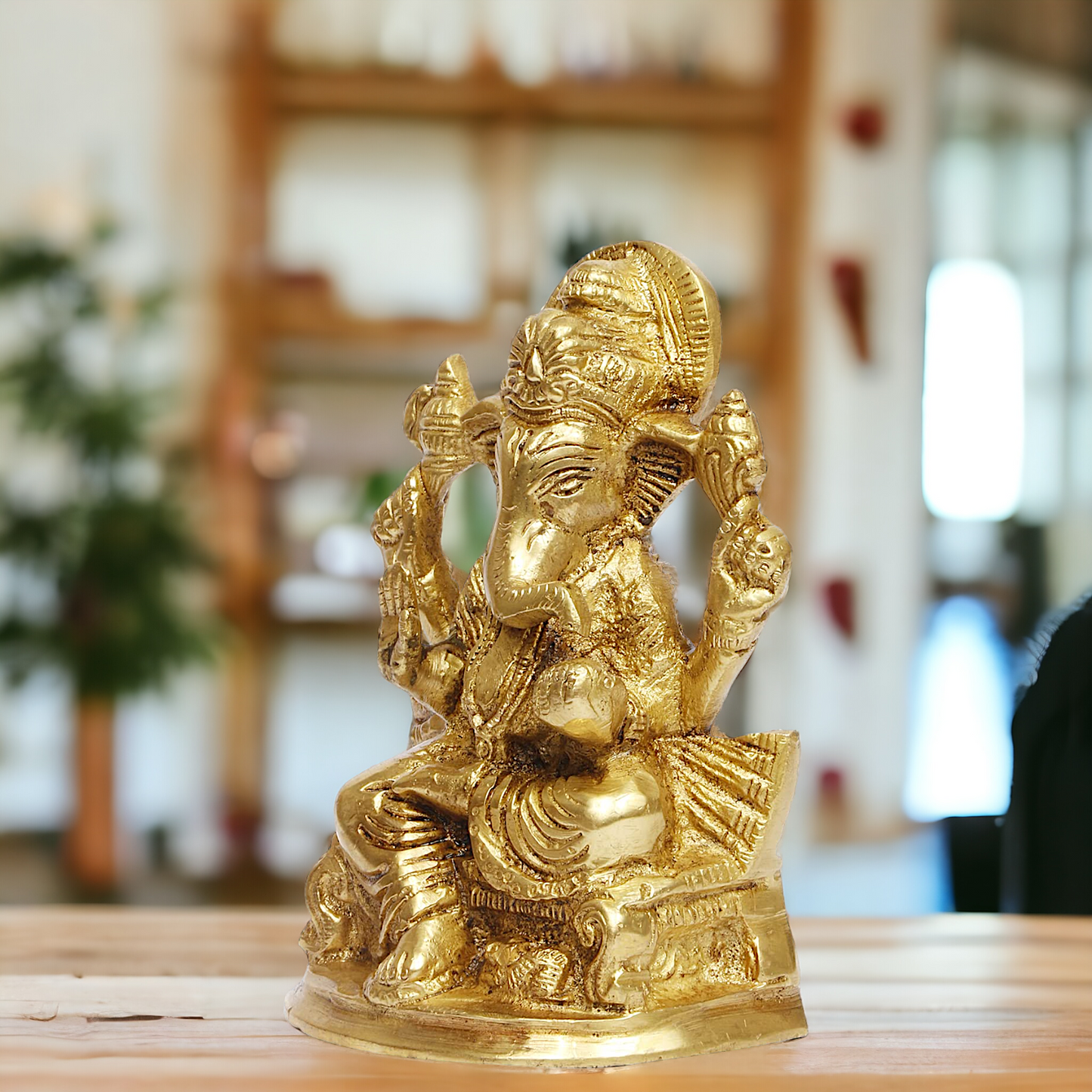 Solid Brass Ganesh Ganpati God statue - 5 Inch Nikuressence