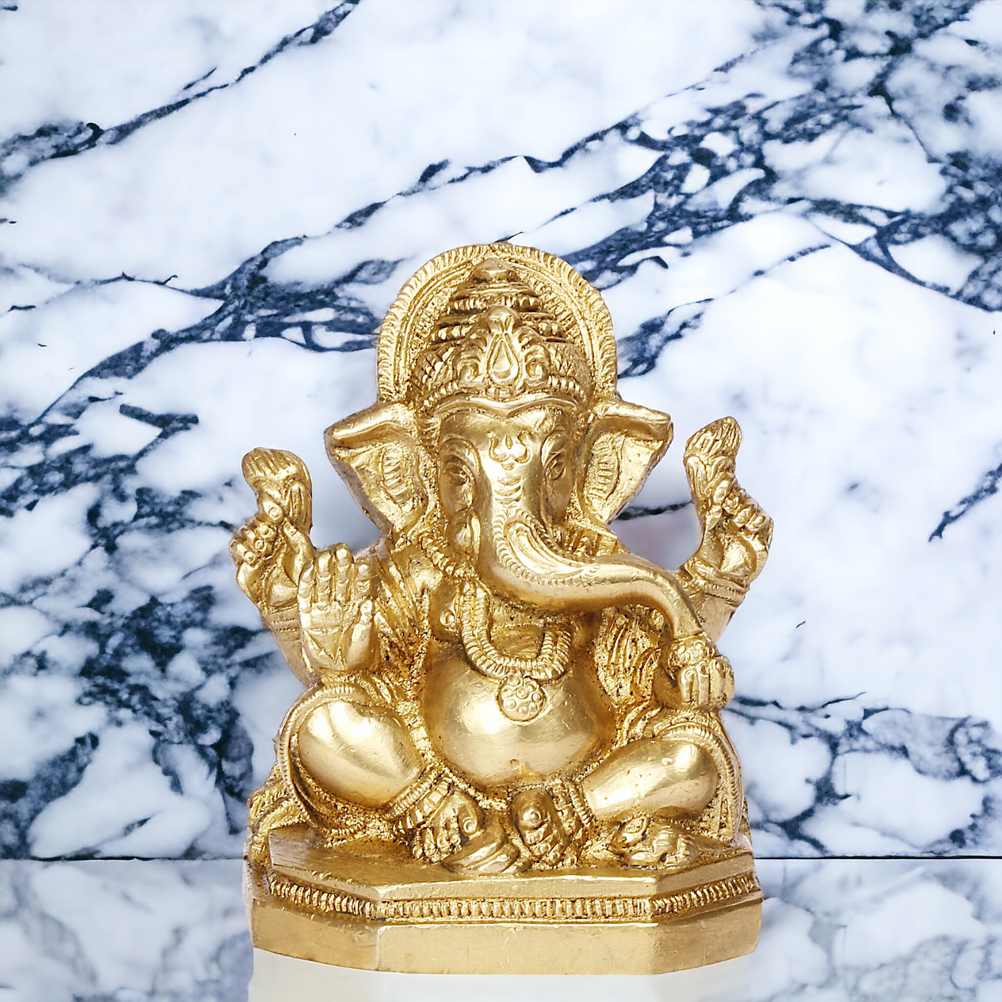 Lord Ganesha Bhagwan Solid Brass Statue - 4 inches Nikuressence
