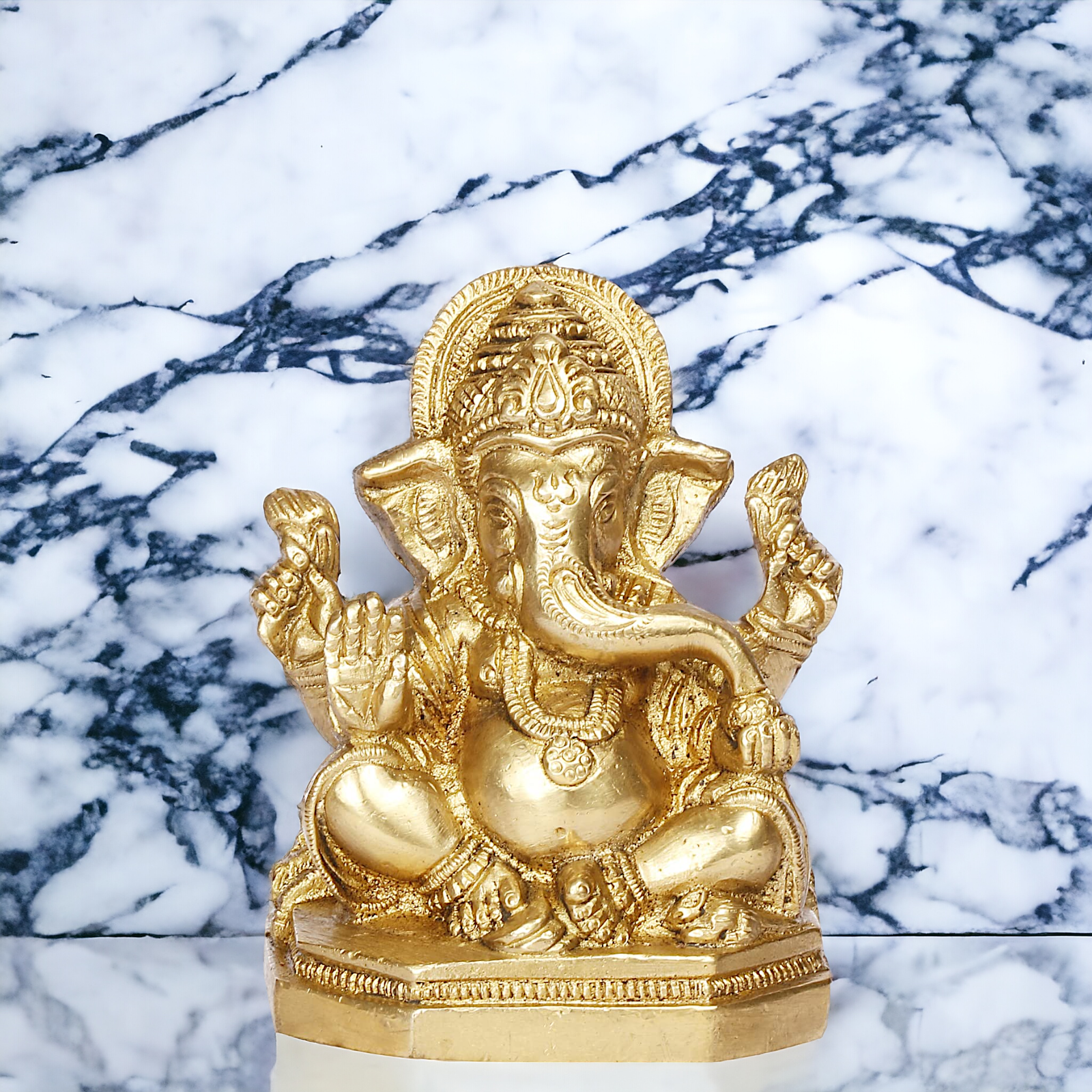 Lord Ganesha Bhagwan Solid Brass Statue - 4 inches Nikuressence