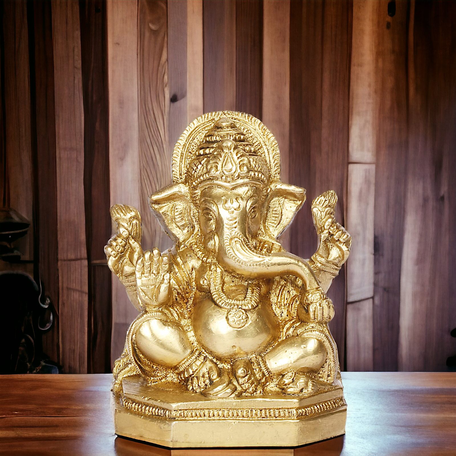 Lord Ganesha Bhagwan Solid Brass Statue - 4 inches Nikuressence