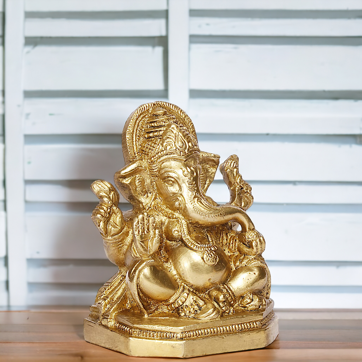 Lord Ganesha Bhagwan Solid Brass Statue - 4 inches Nikuressence