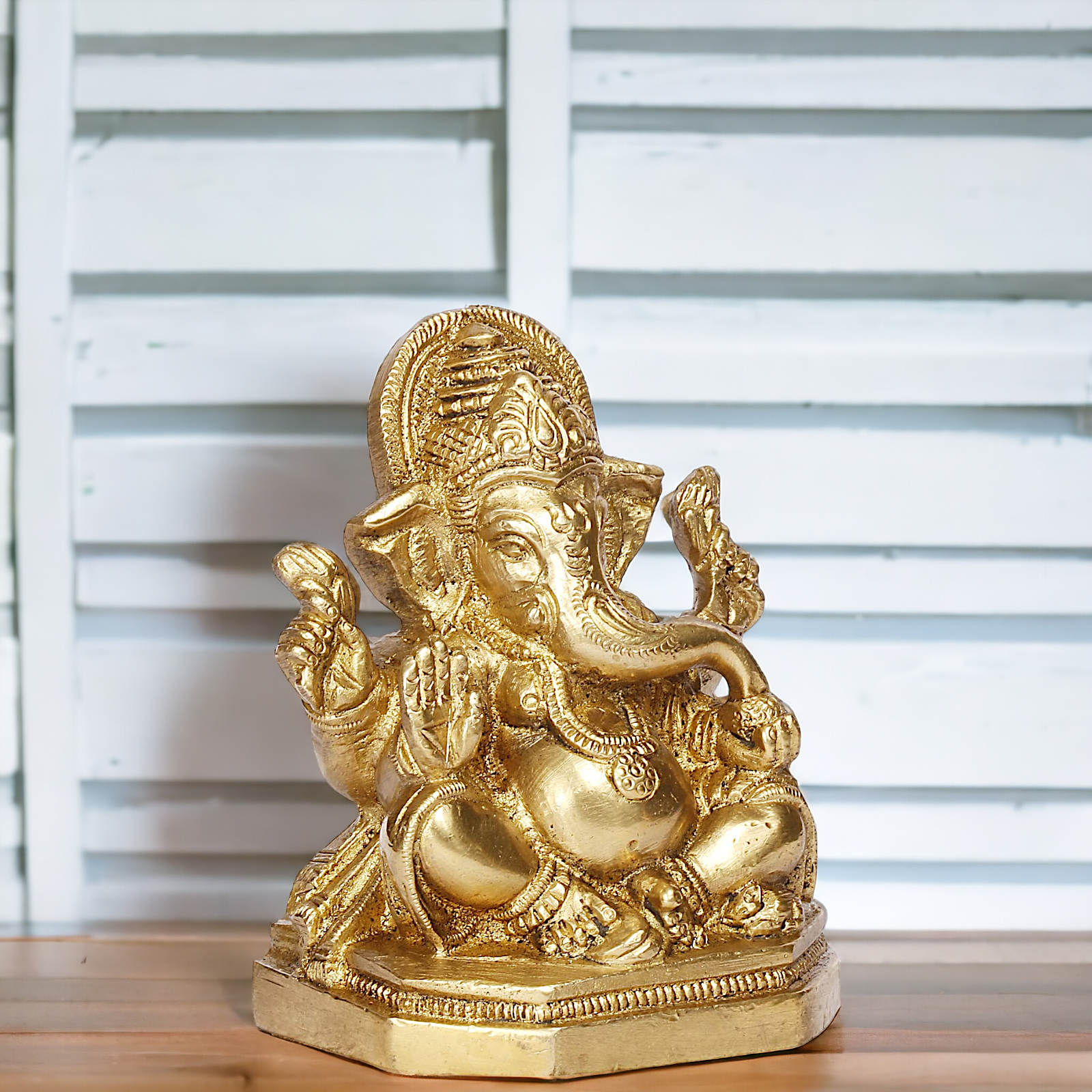 Lord Ganesha Bhagwan Solid Brass Statue - 4 inches Nikuressence