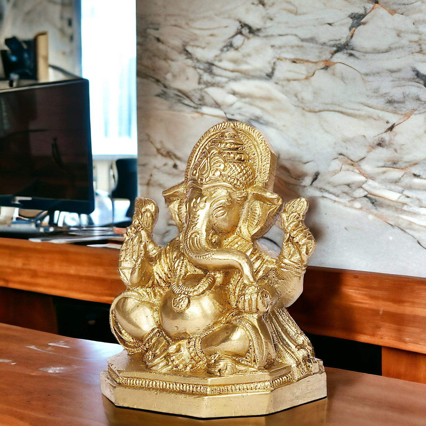 Lord Ganesha Bhagwan Solid Brass Statue - 4 inches Nikuressence