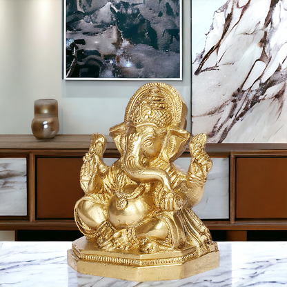 Lord Ganesha Bhagwan Solid Brass Statue - 4 inches Nikuressence