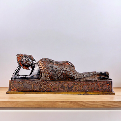 Large Buddha Resting Brass statue - 12 inches Nikuressence