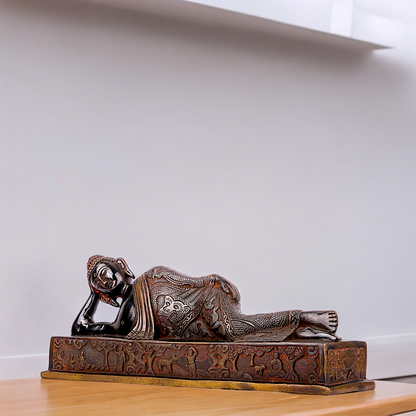 Large Buddha Resting Brass statue - 12 inches Nikuressence